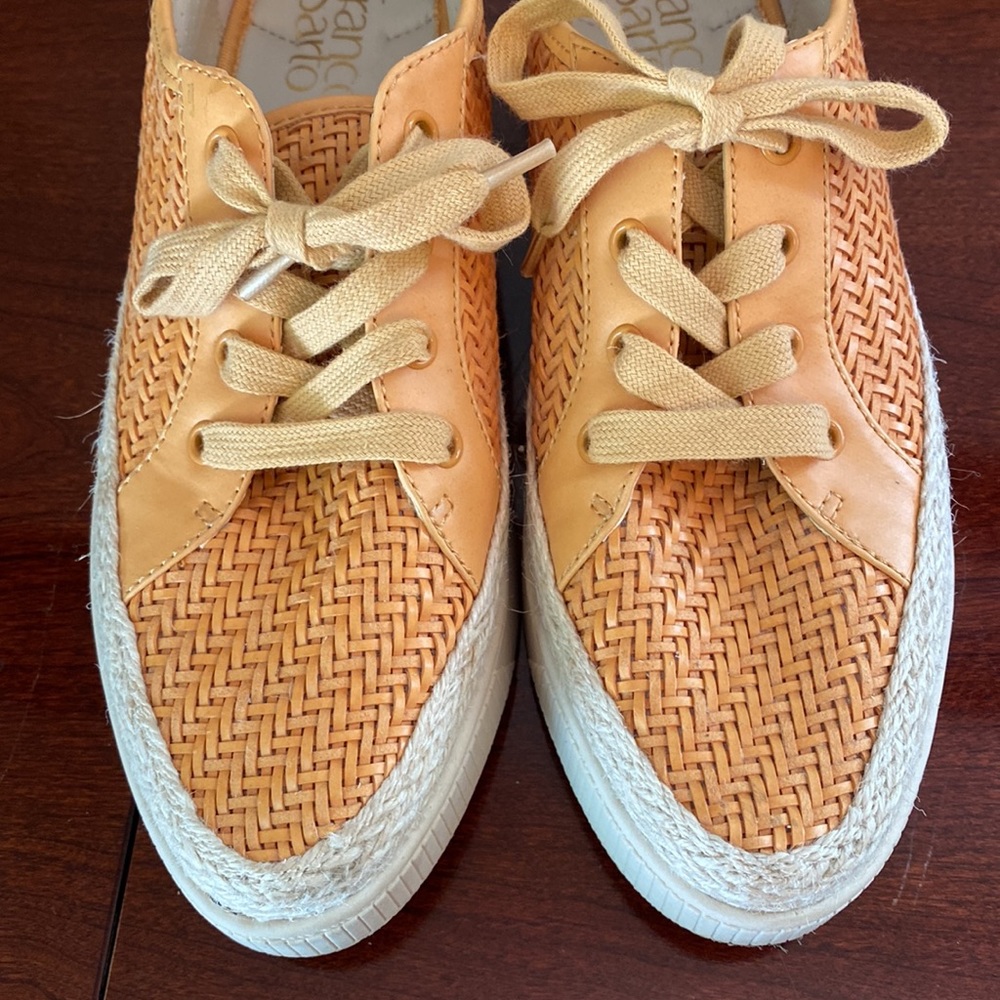 Franco Sarto Hyria Orange 7 Sporty Casual Boho Woven Leather Platform Sneakers - Picture 5 of 13